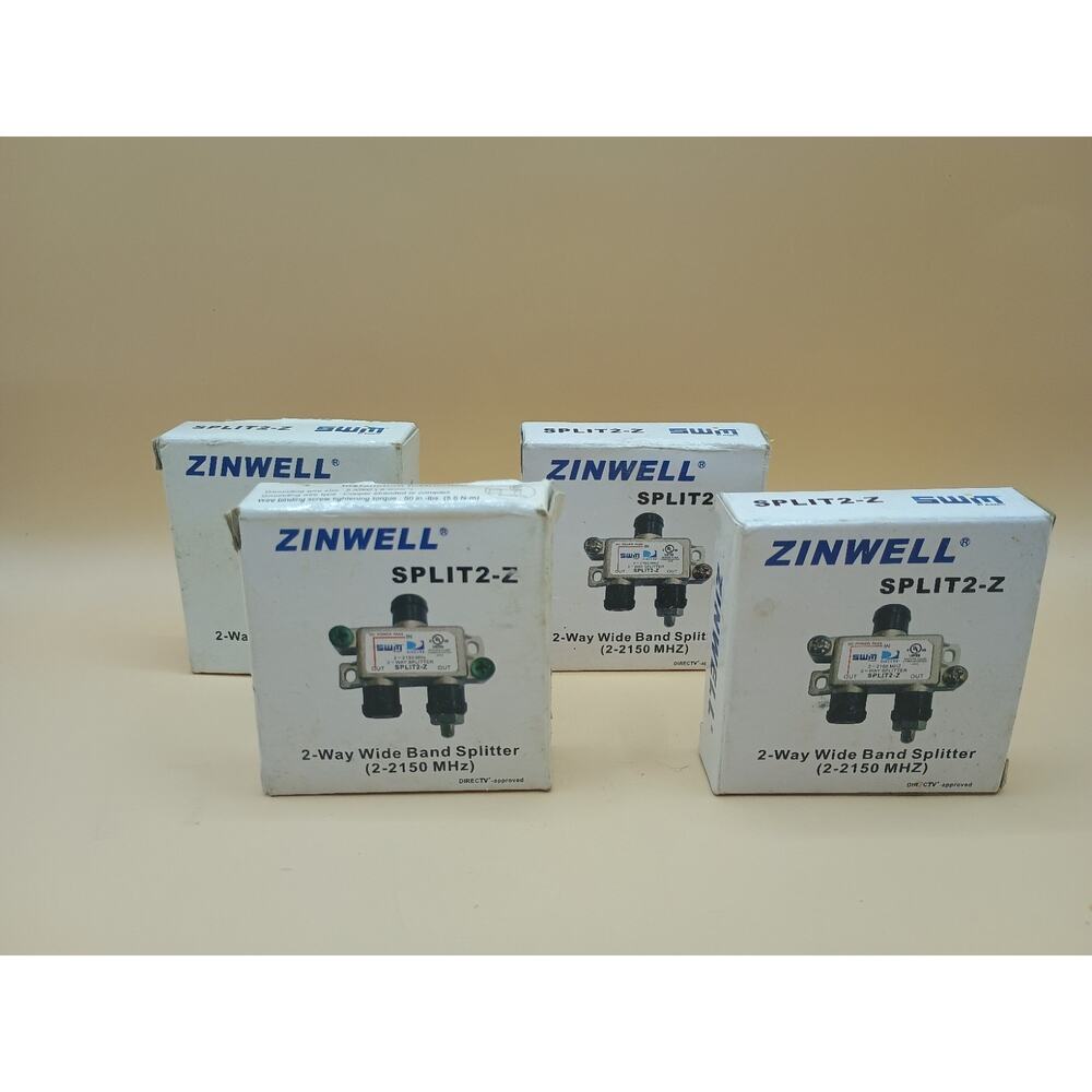Zinwell 2-Way Wide Band Splitter 2-2150 MHz | Model SPLIT2-Z | DIRECTV Lot Of 4